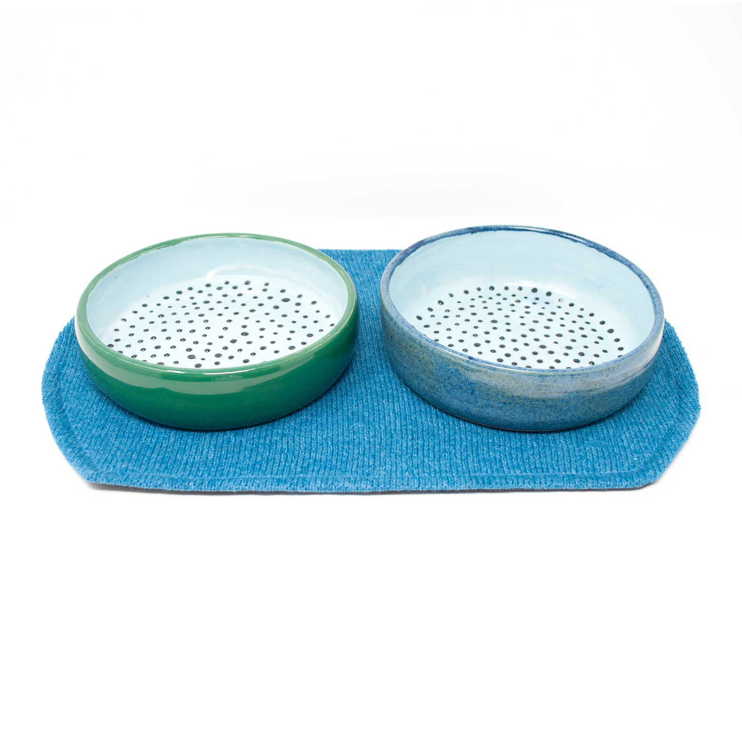 Wheel Thrown Ceramic Dog Bowl Set