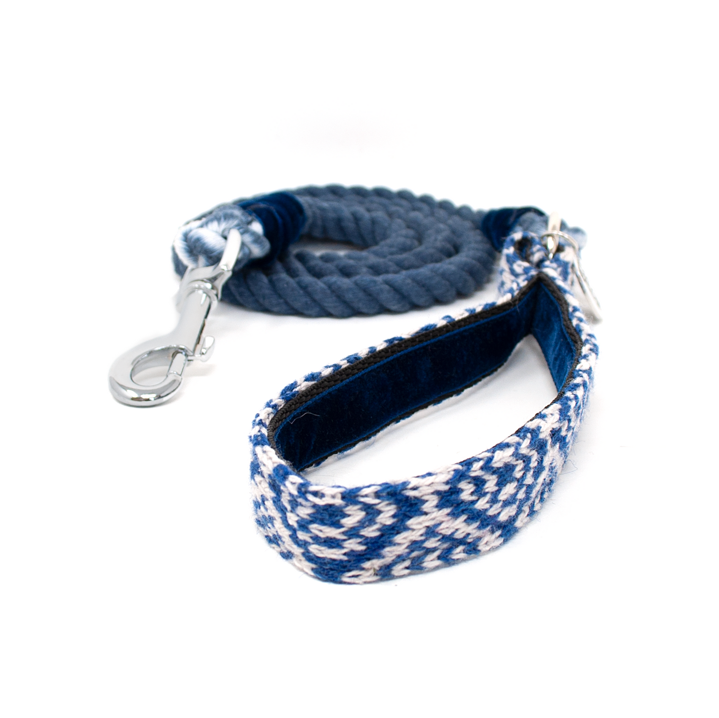 Royal Blue & Dove - Rope Dog Lead