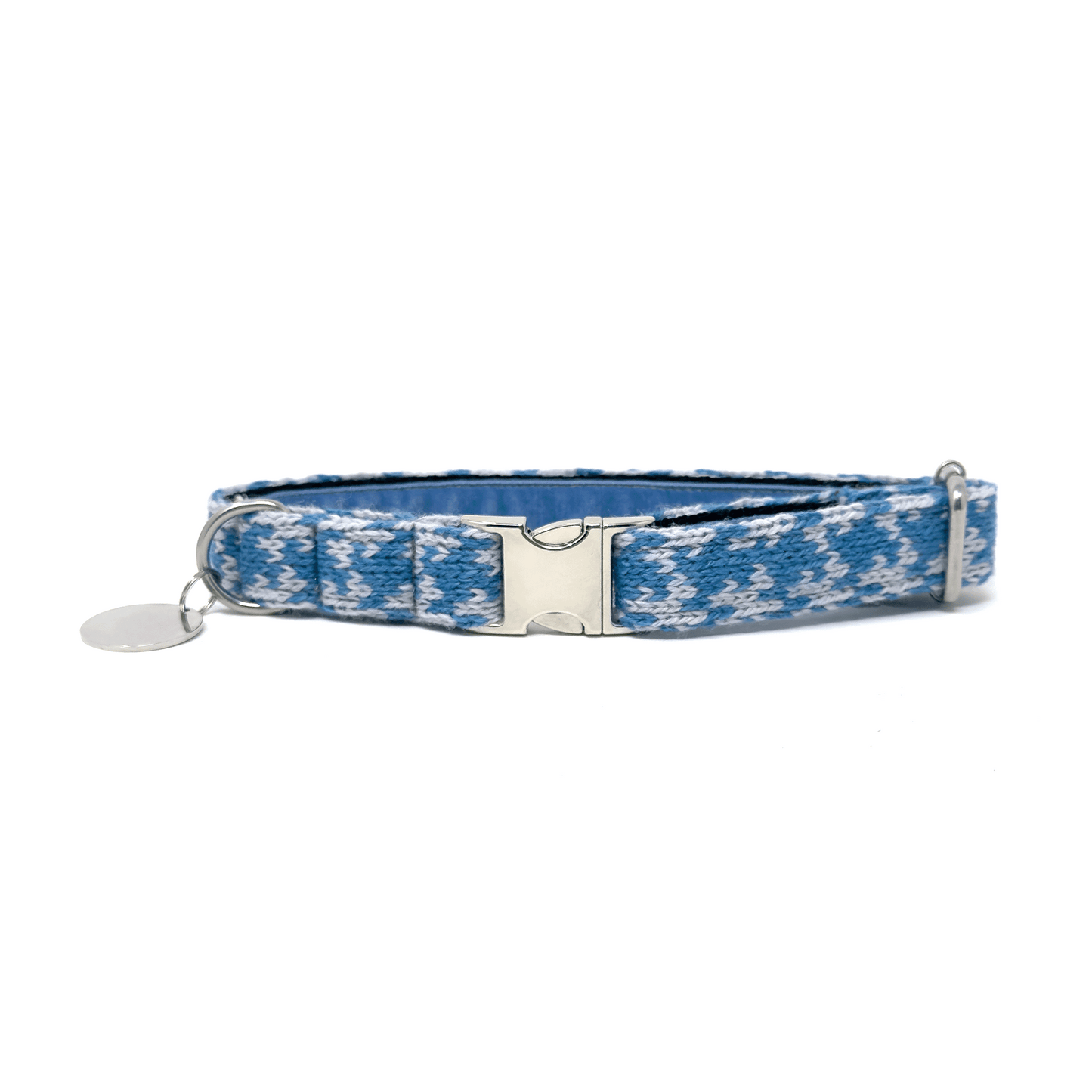 Turquoise & Dove - Houndstooth Design - Luxury Dog Collar