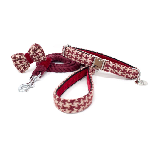 Knightsbridge - Houndstooth '25 Collection - Collar, Lead & Bow Tie Bundle