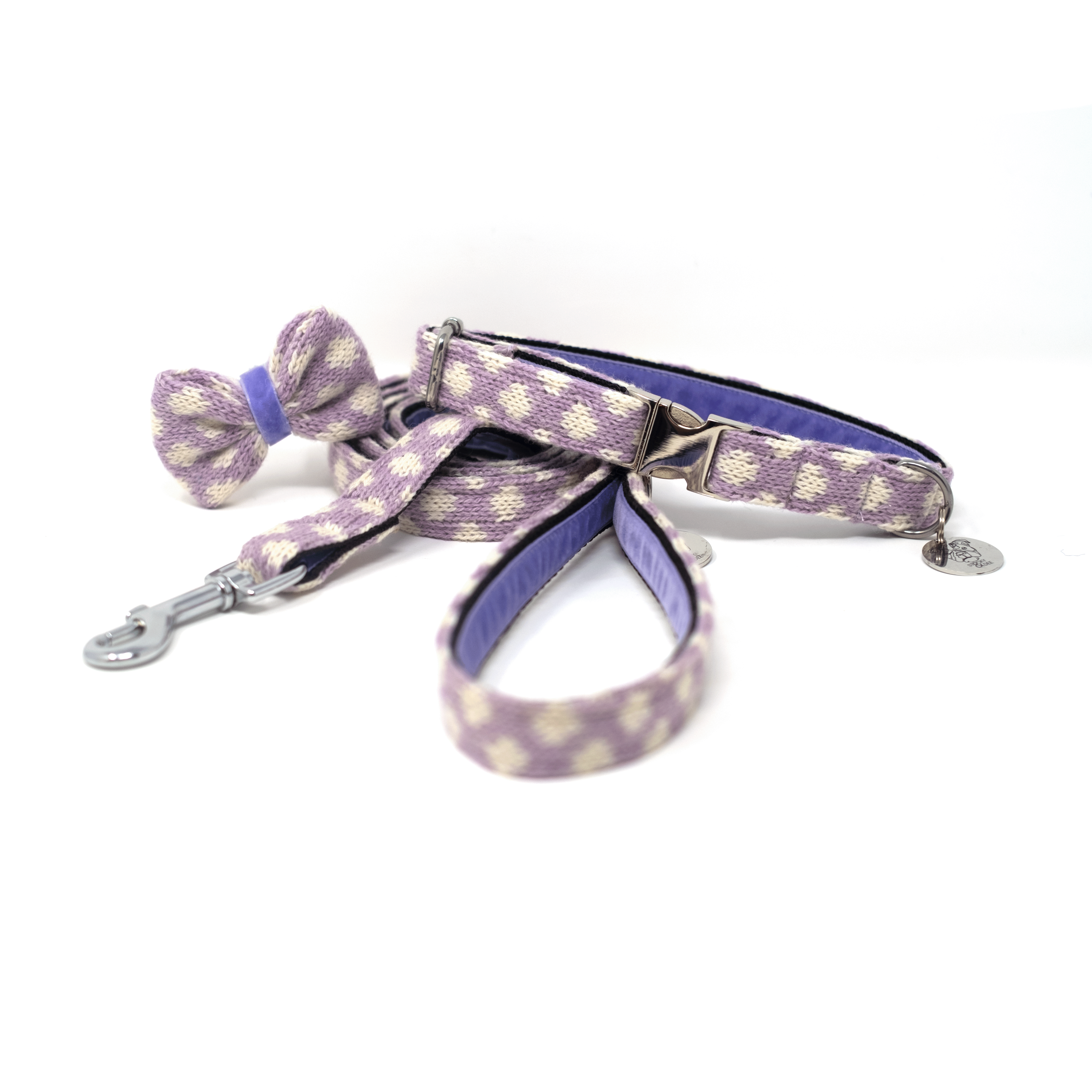 Lavender - Polkadot Collection - Collar, Lead & Bow Tie Bundle