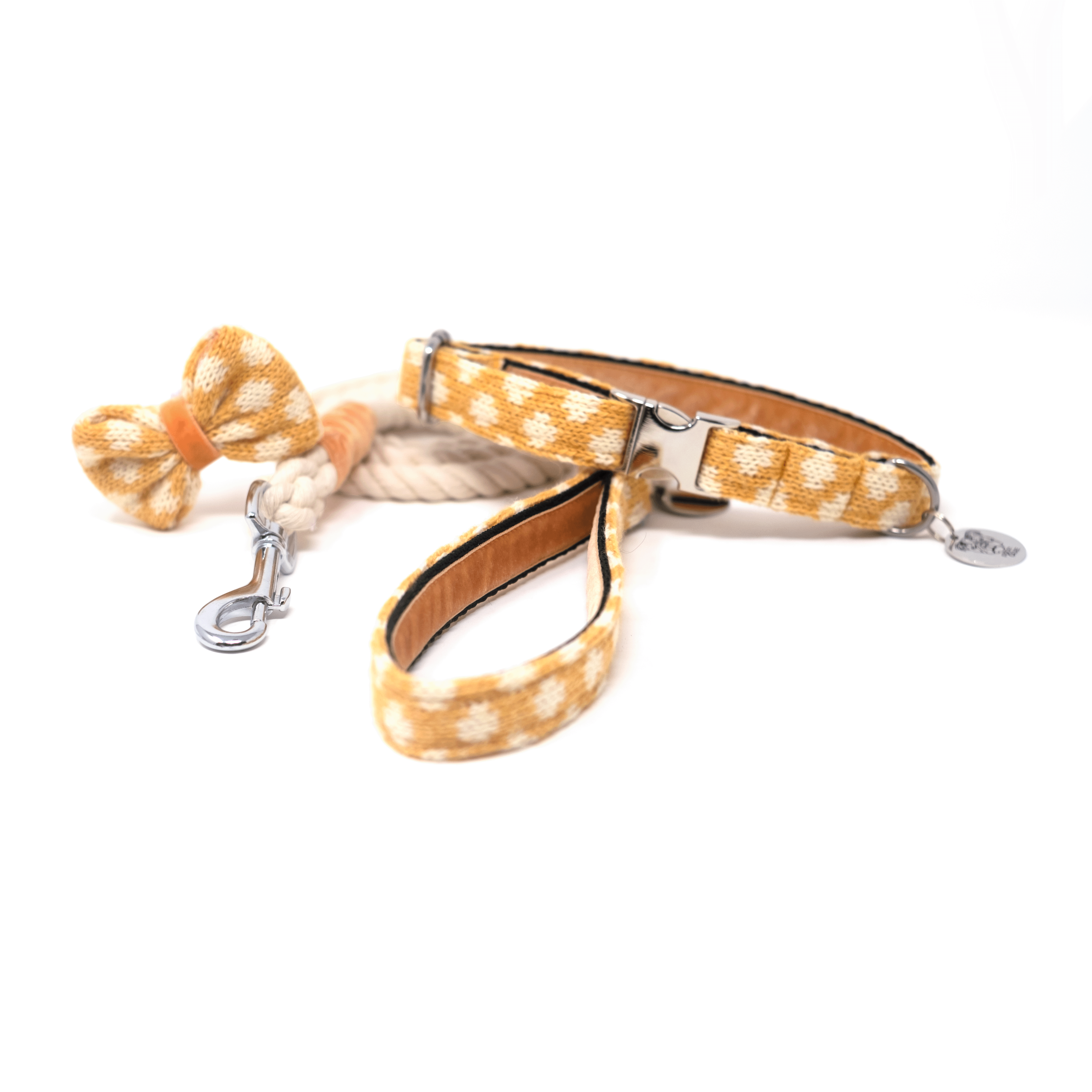 Marigold - Polkadot Collection - Collar, Lead & Bow Tie Bundle