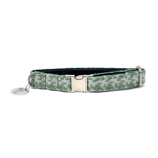 Green & Dove - Houndstooth Design - Luxury Dog Collar