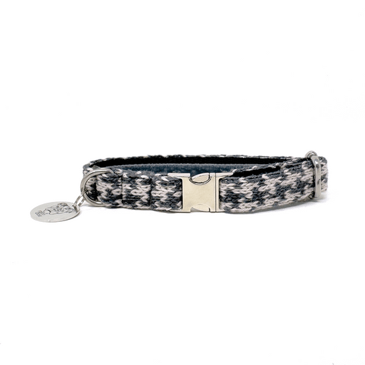 Charcoal & Dove - Houndstooth '25 Collection - Luxury Dog Collar