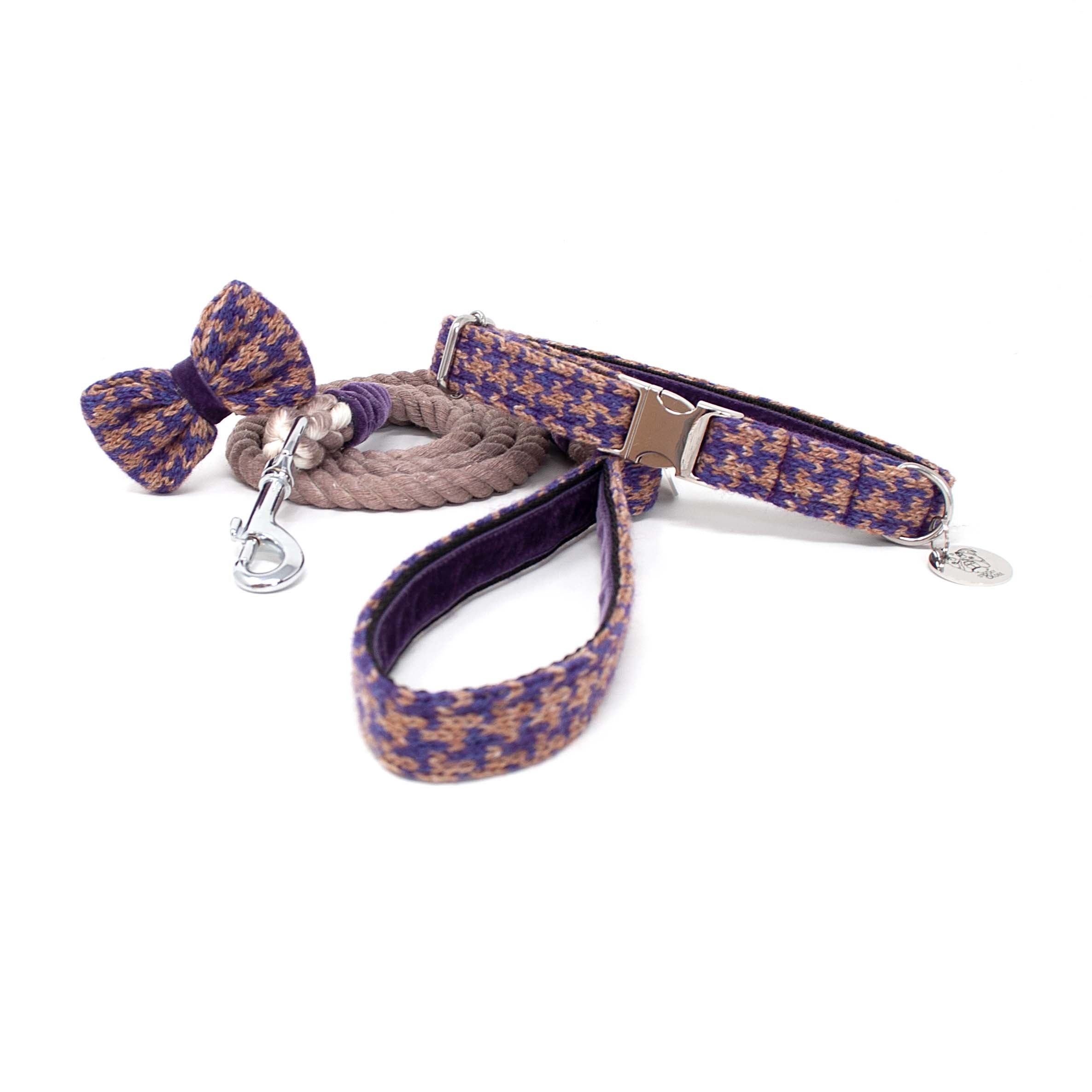 Kensington - Houndstooth '25 Collection - Collar, Lead & Bow Tie Bundle