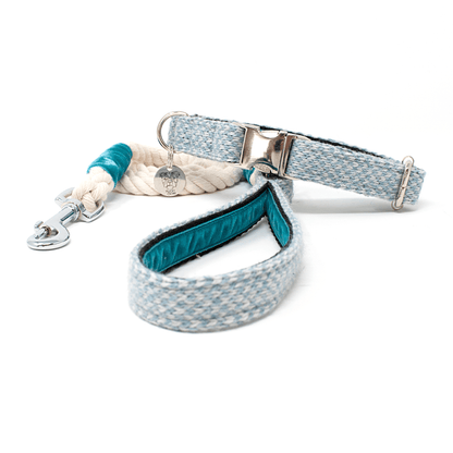 Ice Blue & Dove - Harris Design - Handmade Dog Collar