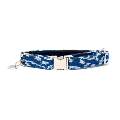 Navy & Porcelain - Vine Design - Handmade Dog Collar