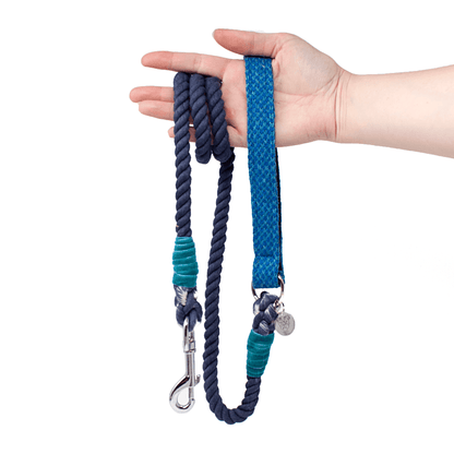 Royal Blue & Turquoise - Harris Design - Rope Dog Lead
